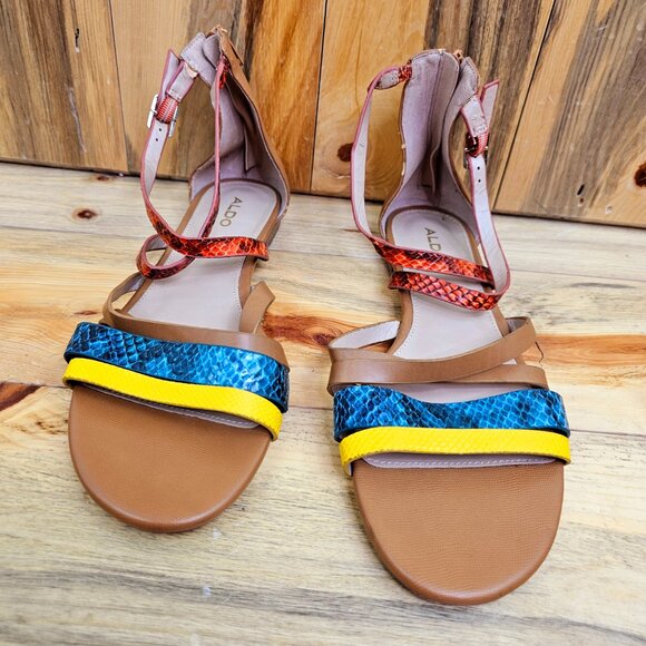 Aldo Snakeskin Summer Flat Gladiator Sandal - Picture 2 of 6